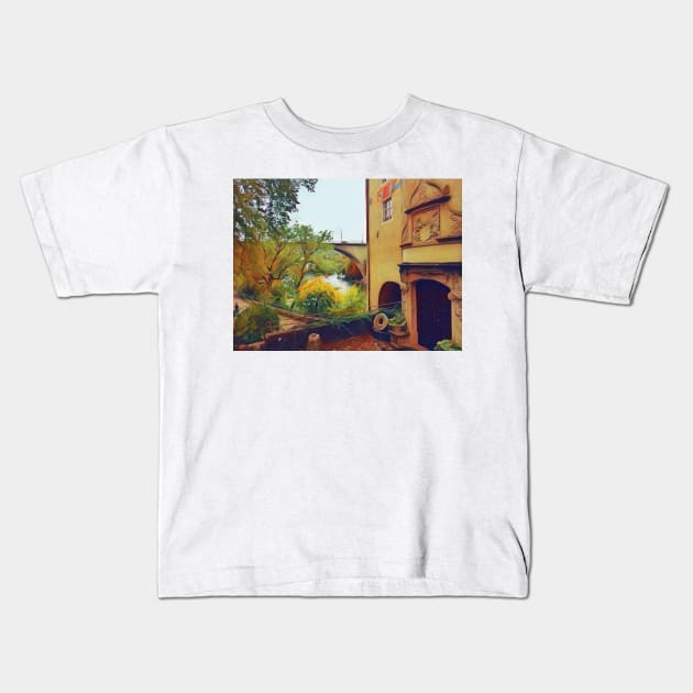 Traditional house by the river Kids T-Shirt by Dturner29